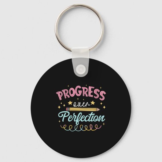 Womens Progress Over Perfection Motivational Teach Sleutelhanger (Voorkant)
