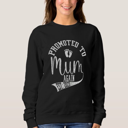 Womens Promoted to Mum Again 2023 Cute New Mum Tee Trui (Voorkant)