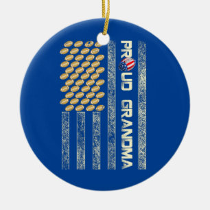 Womens Proud Grandpa American Football Keramisch Ornament