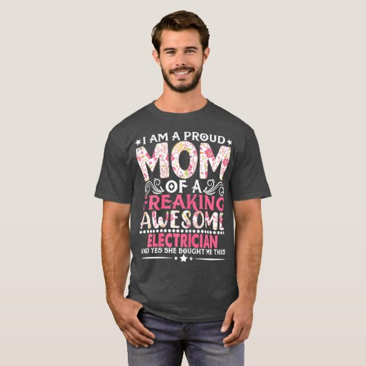 Womens Proud Mom Of An Electrician Mothers Day T-shirt (Voorkant volledig)