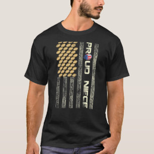 Womens Proud Niece American Flag Football Moeder P T-shirt