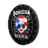 Womens Puerto Rico Boricua Mama Flag Moederdag Dartbord (Voorkant Rechts)