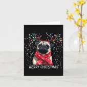 Womens Pug Dog Xmas Santa Hat F Christma Long Slee Kaart (Gele Bloem)