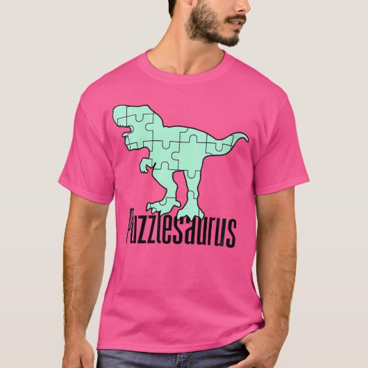 Womens Puzzlesaurus Dinosaur Puzzle Piece Game Jig T-shirt (Voorkant)