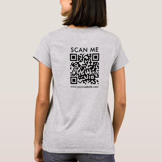 Womens QR Code Scan Me Terug Print Licht Staal Gri T-shirt (Achterkant)