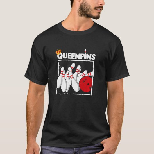 Womens Queenpins Bowling Bowler Bowling Ball Bowli T-shirt (Voorkant)