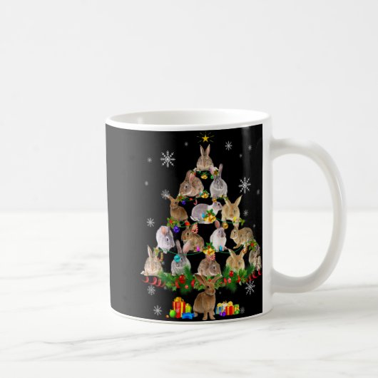 Womens Rabbit Christmas Tree Snow Funny Rabbit Xma Koffiemok (Rechts)