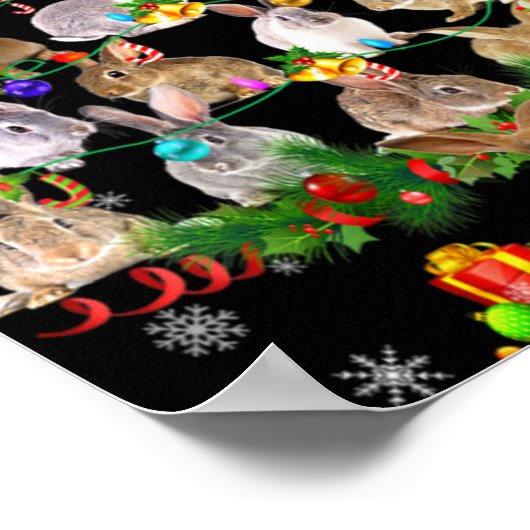 Womens Rabbit Christmas Tree Snow Funny Rabbit Xma Poster (Hoek)