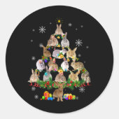 Womens Rabbit Christmas Tree Snow Funny Rabbit Xma Ronde Sticker (Voorkant)