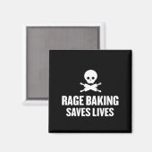 Womens Rage Baking Saves Live Skull Funny Baker Co Magneet (Voorkant / Achterkant)