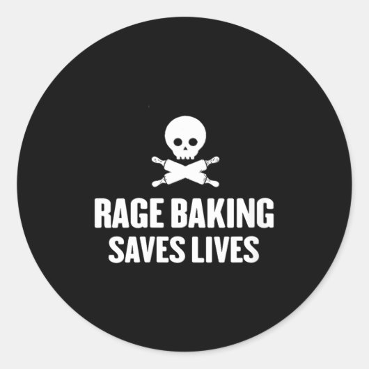 Womens Rage Baking Saves Live Skull Funny Baker Co Ronde Sticker (Voorkant)