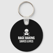 Womens Rage Baking Saves Live Skull Funny Baker Co Sleutelhanger (Voorkant)