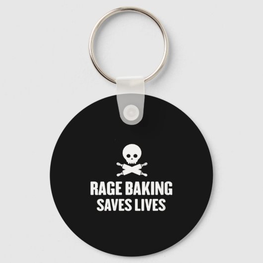 Womens Rage Baking Saves Live Skull Funny Baker Co Sleutelhanger (Voorkant)