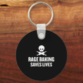 Womens Rage Baking Saves Live Skull Funny Baker Co Sleutelhanger (Voorkant)