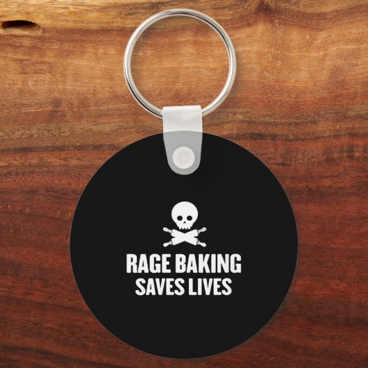 Womens Rage Baking Saves Live Skull Funny Baker Co Sleutelhanger (Voorkant)