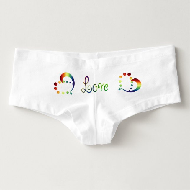 Womens Rainbow Heart Love Boy Shorts Underwear (Voorkant)