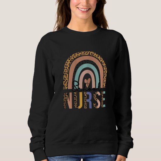Womens Rainbow Leopard Print School Nurse Public H Trui (Voorkant)