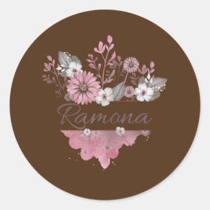 Womens Ramona Flower Monogram  Ronde Sticker