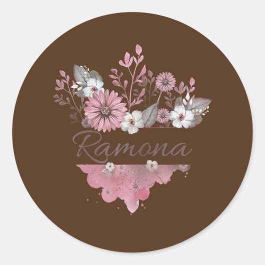 Womens Ramona Flower Monogram  Ronde Sticker (Voorkant)