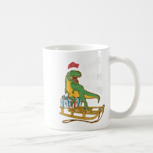 Womens Rawr Rawr Rawr Funny Christmas Dino Sleigh Koffiemok (Rechts)
