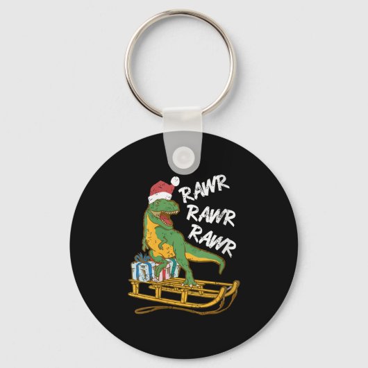 Womens Rawr Rawr Rawr Funny Christmas Dino Sleigh  Sleutelhanger (Voorkant)