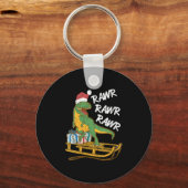 Womens Rawr Rawr Rawr Funny Christmas Dino Sleigh  Sleutelhanger (Voorkant)