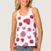 Women's Red and pink Hearts Graphic Racerback