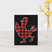 Womens Red Buffalo Plaid Pajama Chicken Merry Chri Kaart (Gele Bloem)