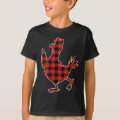 Womens Red Buffalo Plaid Pajama Chicken Merry Chri T-shirt (Voorkant)