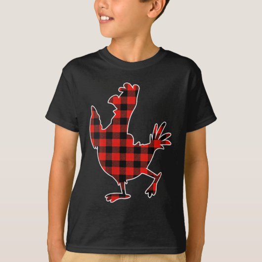 Womens Red Buffalo Plaid Pajama Chicken Merry Chri T-shirt (Voorkant)