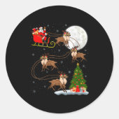 Womens Reindeer Santa Sleigh Flying Funny Magical  Ronde Sticker (Voorkant)