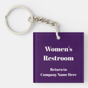 Women's Restroom Terug naar Bedrijfsnaam DK Paarse Sleutelhanger