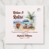 Women's Retirement Beach Stoel Themafeest Bedankjes Labels (Achterkant)