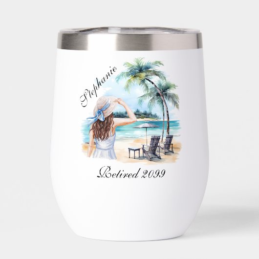 Women's Retirement Beach Thema Waterverf (Achterkant)