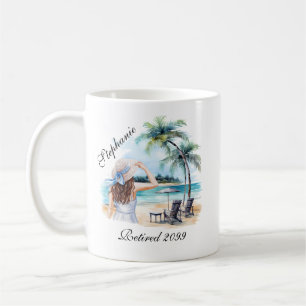 Women's Retirement Beach Thema Waterverf Koffiemok