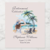 Women's Retirement Beach Thema Waterverf Wijn Etiket (Enkel label)