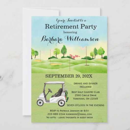 Women's Retirement Party Golf Thema Uitnodiging (Voorkant)
