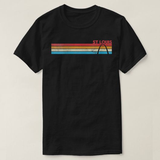 Womens Retro 70s Rainbow Stripe St Louis Arch Dist T-shirt (Design voorkant)