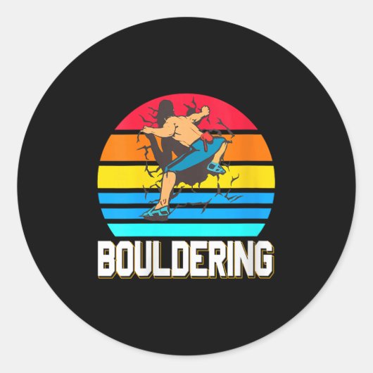Womens Retro Bouldering Wall Smash Indoor Climbing Ronde Sticker (Voorkant)