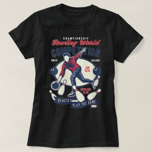 Womens Retro Bowling  Bowler Gift 309 T-shirt (Design voorkant)