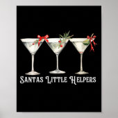 Womens Retro Funny Santa's Little Helper Martini M Poster (Voorkant)