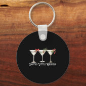 Womens Retro Funny Santa's Little Helper Martini M Sleutelhanger (Voorkant)