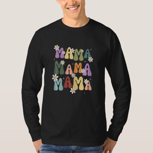 Womens Retro Mama Graphic Hippie Style With Flower T-shirt (Voorkant)