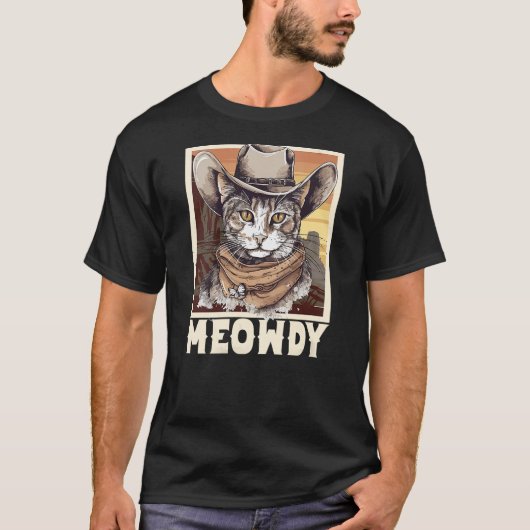 Womens Retro Meowdy Cat funny Howdy Meme Western C T-shirt (Voorkant)