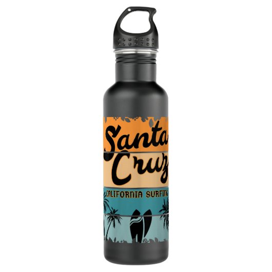 Womens Retro  Santa Cruz California Surfing Waterfles (Voorkant)