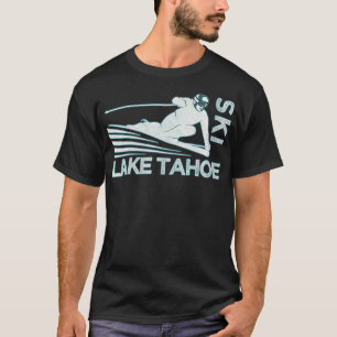 Womens Retro Ski Lake Tahoe Sneeuwski VNec T-shirt
