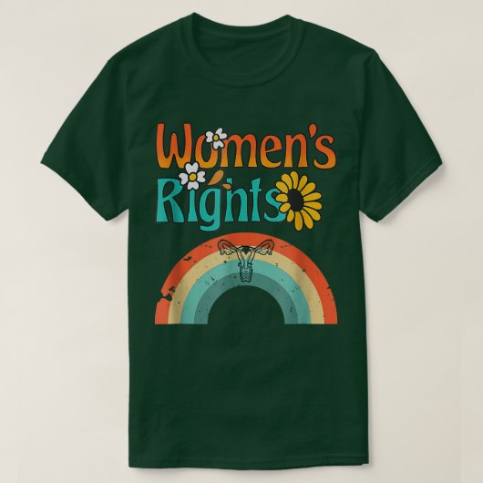 Womens Right Uterus Sunflower Rainbow T-shirt (Design voorkant)