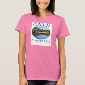 Womens "ringer" blue T met website op achterzijde T-shirt