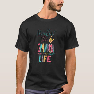 Womens Rockin The Grandma Life Daisy Flower Art Mo T-shirt