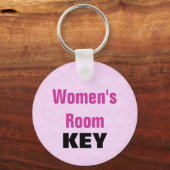 Womens Room Sleutelhanger - Roze en zwart (Voorkant)